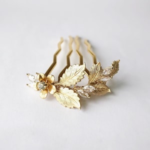 Gold twig branch hair prong Leaves crystal hair comb Small accessories hair fork