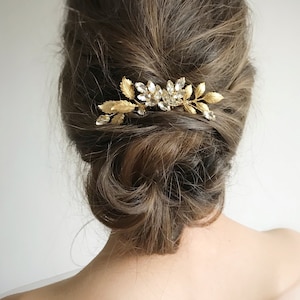 Crystal hair comb leaves Silver bridal headpiece Small wedding hair piece Side hair accessories gold