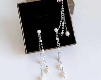 Bridal Pearl Ear Cuff: Gold Wedding Earring, Dainty Boho Jewelry