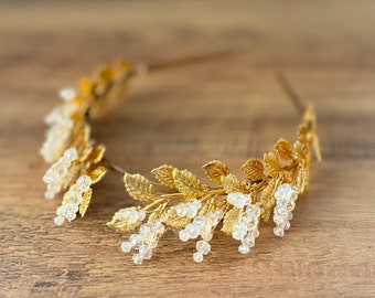Greek Goddess Laurel Leaf Crown • Gold Wedding Tiara • Wedding Hair Piece • Leaf Headband • Wedding Hair Accessory 5566