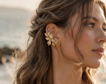Leaf Ear Cuff - Bridal Ear Climber, Wedding Jewelry