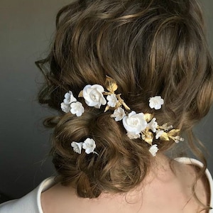 Morceaux de cheveux de mariage Set épingles à peigne Accessoire de cheveux de mariage Bandeau de mariée floral Peigne à cheveux de mariée