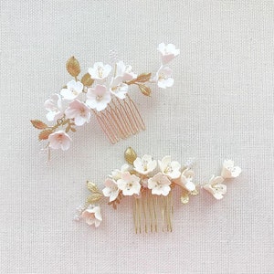 Peigne à cheveux floral feuille d'or Accessoires de mariage Dos de mariée Peigne de mariage à fleurs Peigne à cheveux de mariage floral Bandeau latéral