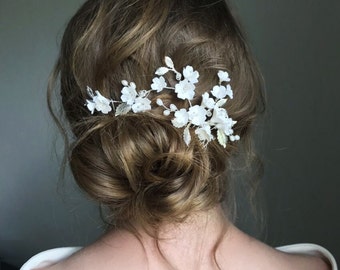 Bridal floral hair comb Wedding hair piece pearl