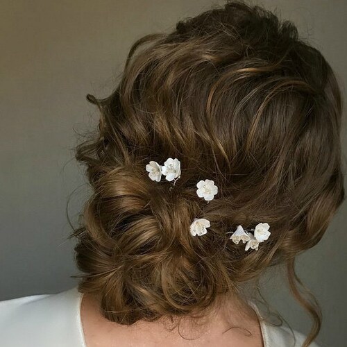 Bridal Hair Pins Small White Flower Wedding Hair Piece Silver - Etsy Bridal Hair Pins Small White Flower Wedding Hair Piece Silver - Etsy