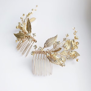 Bridal Leaf Headpiece Gold Hair Comb Grecian Wedding Hair Piece Side Laurel Hair Comb