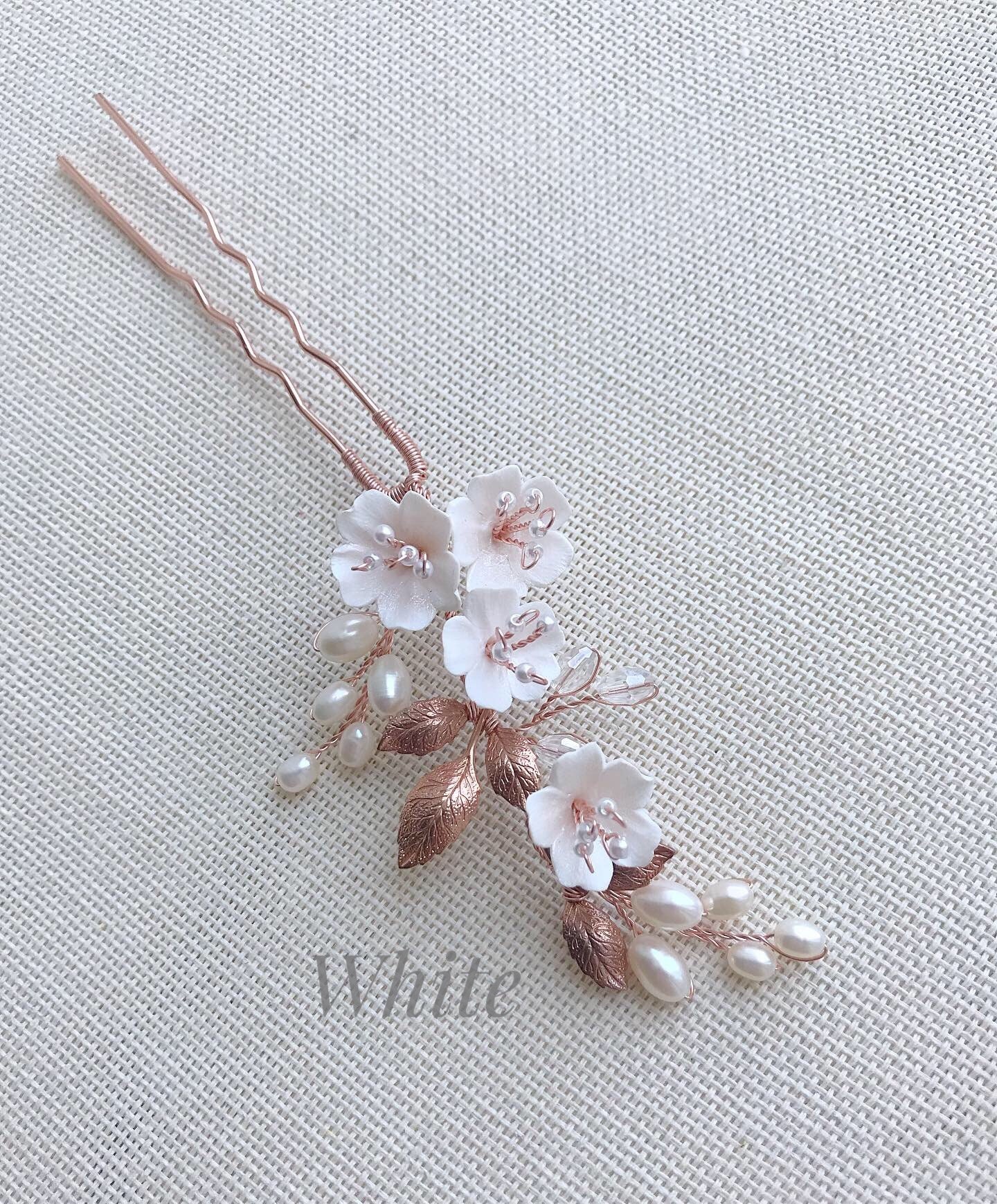 Rose Gold Hair Pins Pearl & Flower Floral Hair Piece for | Etsy