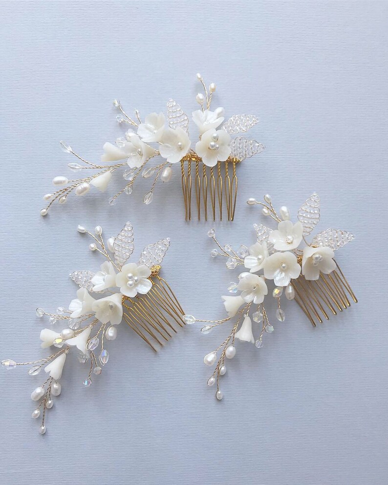 Bridal Hair Pieces Floral Hair Comb Wedding Crystal Headpiece Etsy