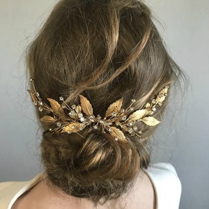 Bridal hair comb gold Greek wedding headpiece Goddess laurel image 6