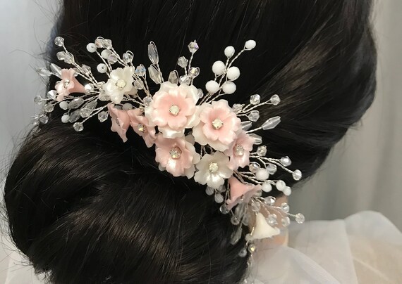 Floral Hair Comb Crystal Wedding Hair Pieces Bridal Etsy
