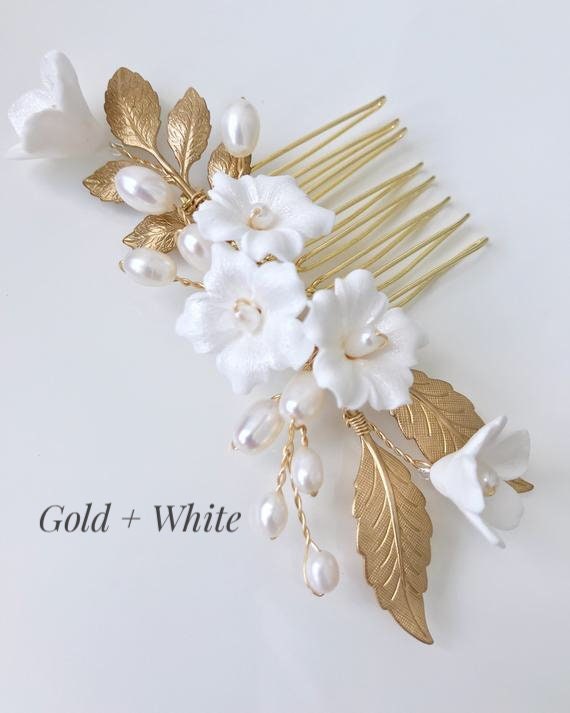 Small Bridal Hair Comb Gold & Pearl Wedding Head Piece for Etsy