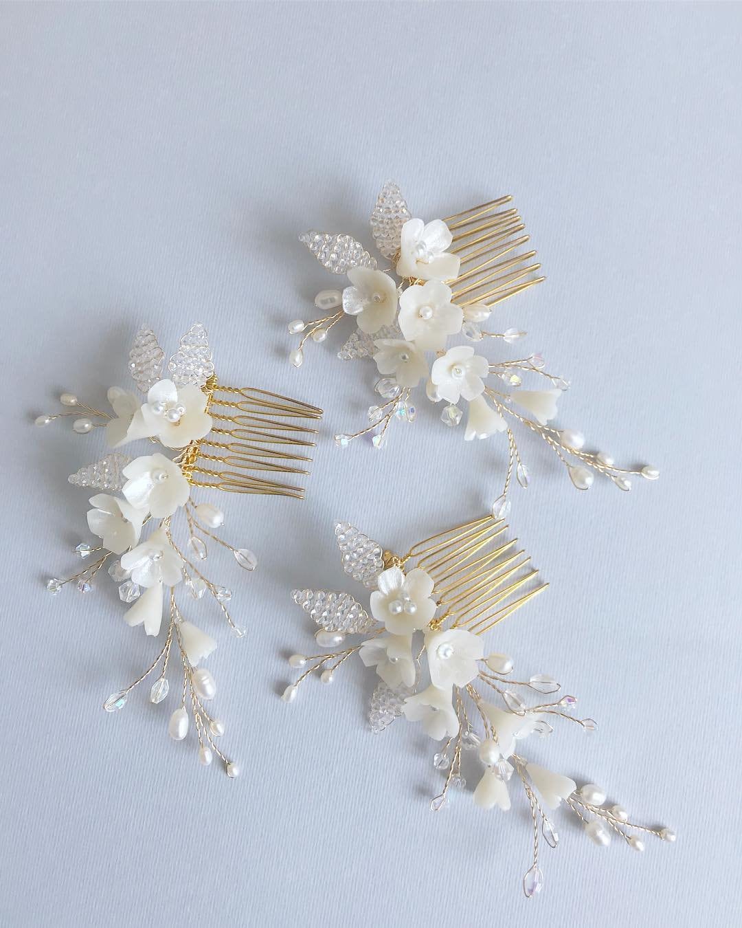 Bridal Hair Pieces Floral Hair Comb Wedding Crystal Headpiece Side Hair
