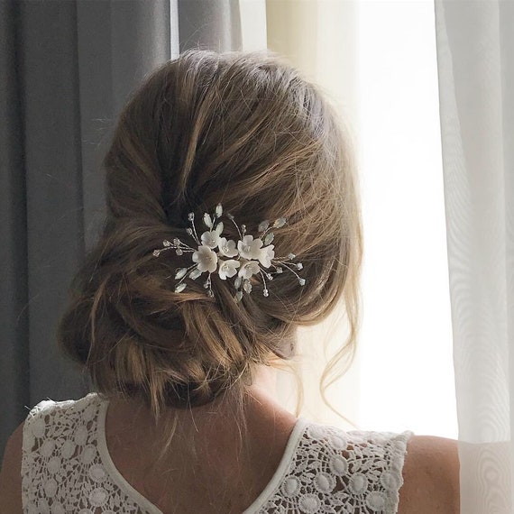 Small Flower Bridal Hairpins Opal Rhinestone Bridesmaid Hair Etsy