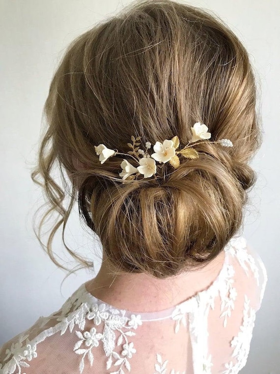 Elegant Gold and White Hair Accessory Set Amazon.com : SWEETV 2Pcs Bridal Hair Accessories,Gold  main image 4