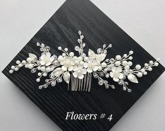 Bruidshaarkam: zilver, parel, kristal bruiloft haarstukje