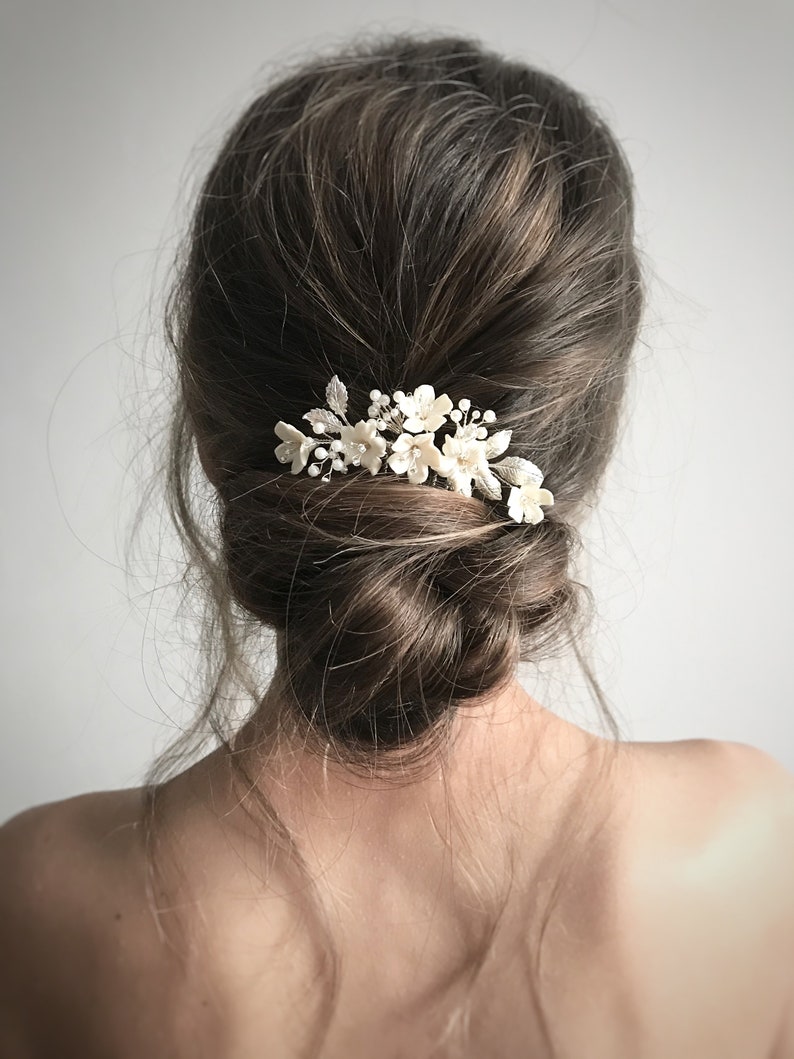Simple Bridal Hair Comb Silver Floral Hair Pieces Wedding | Etsy