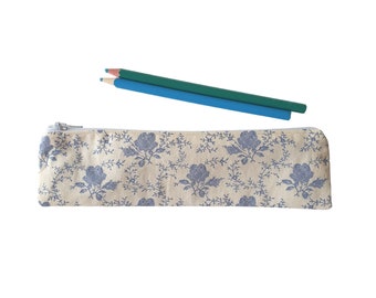 Vintage, Floral Skinny / Thin Pencil Case With Rose Print