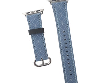 Steel Blue, Geometric Patterned Apple Watch Strap | Faux Leather Women's Watch Band | Apple Watch Series 5/4/3/2/1