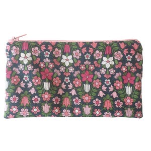 Liberty London Fabric Makeup Bag | Small Tana Lawn Cosmetic Pouch | Designer Floral Zipper Bag | Pink Cotton Lined | Handmade Gift for Her