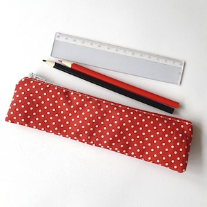 Astuccio piccolo in tessuto - Astuccio sottile rosso a pois