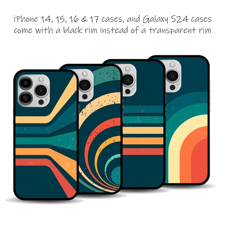 Capas para celular com listras retrô dos anos 70 | Capas para iPhone e Samsung com listras vintage em arco-íris imagem 2