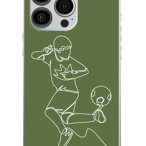 Personligt fotbollsfodral för pojkar | iPhone och Samsung Galaxy | Linjeritningsdesign med fotboll Grön