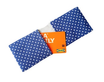 Navy Polka Dot Card Holder / Credit Card Sleeve/ Travel Card Pouch