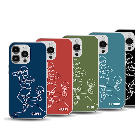 Personalised Football Phone Case for Boys  |  iPhone & Samsung Galaxy  |  Line Drawing Footy Design