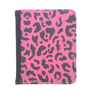 Tarjetero de piel sintética con estampado de leopardo en color rosa / Tarjetero con estampado animal Oyster / Tarjetero rosa fucsia / Regalo para ella