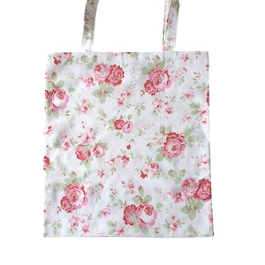 Cath Kidston Stofftasche | Shabby Chic Floral Shopper Tasche | Damen Schultertasche mit Rosen Muster