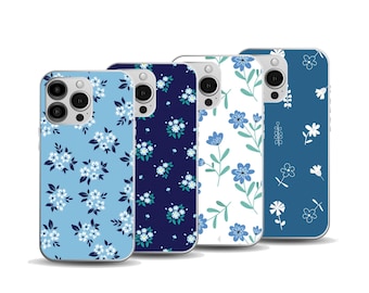 Floral Blue Phone Case for iPhone and Galaxy Devices: Vintage and Ditsy Flower Prints