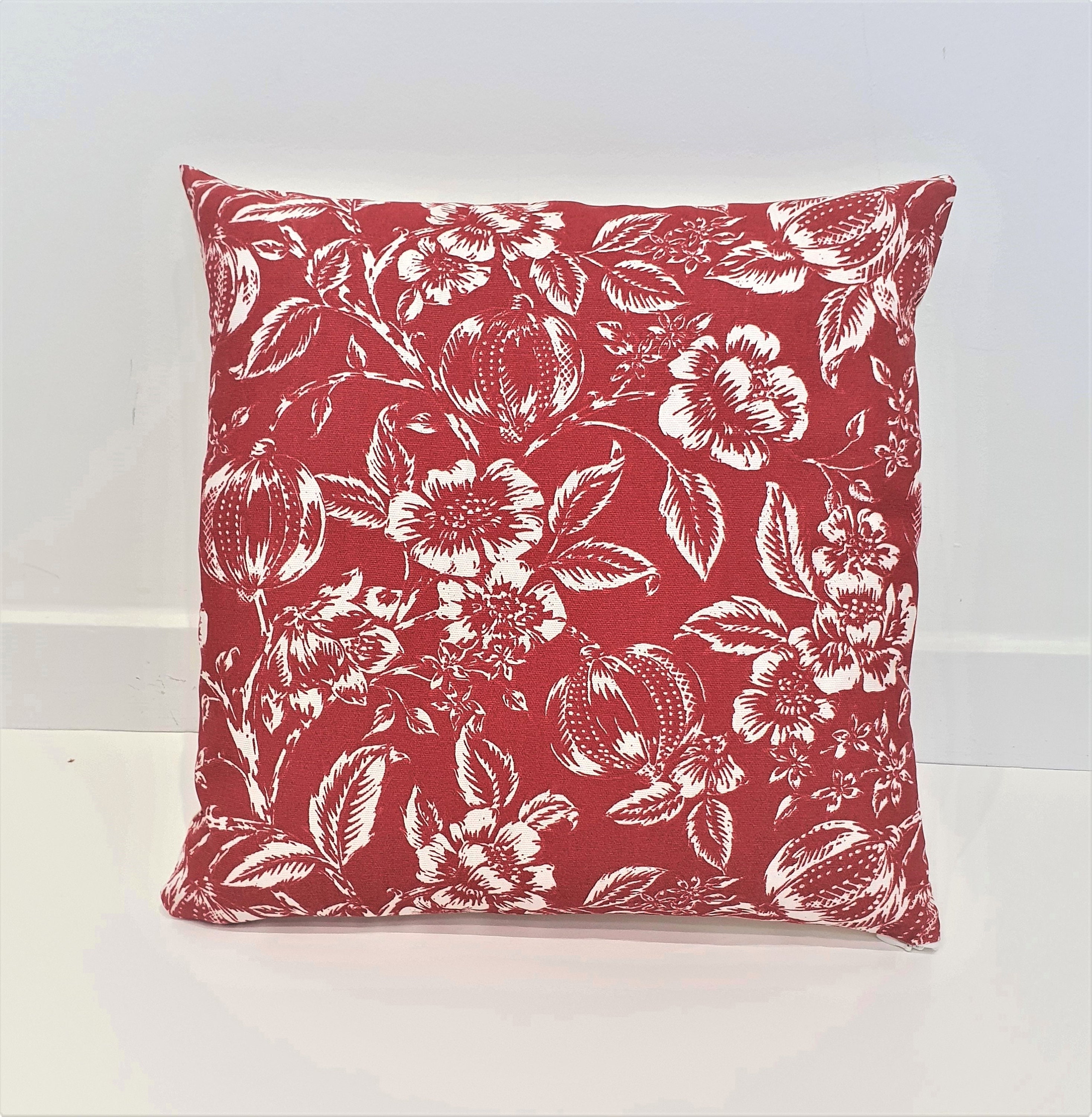 Deep Red Floral Cushion Cover 40x40 cm with large Etsy