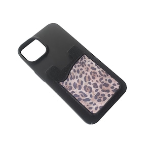 Porta-cartões com estampa de leopardo para seu telefone | Carteira adesiva para cartões | Acessório adesivo para telefone | Pequeno presente para ela