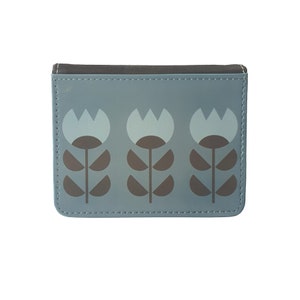 Tarjetero de piel sintética con diseño de flores nórdicas / Tarjetero minimalista con diseño floral estilo ostra / Tarjetero de estilo escandinavo / Regalo para mujer