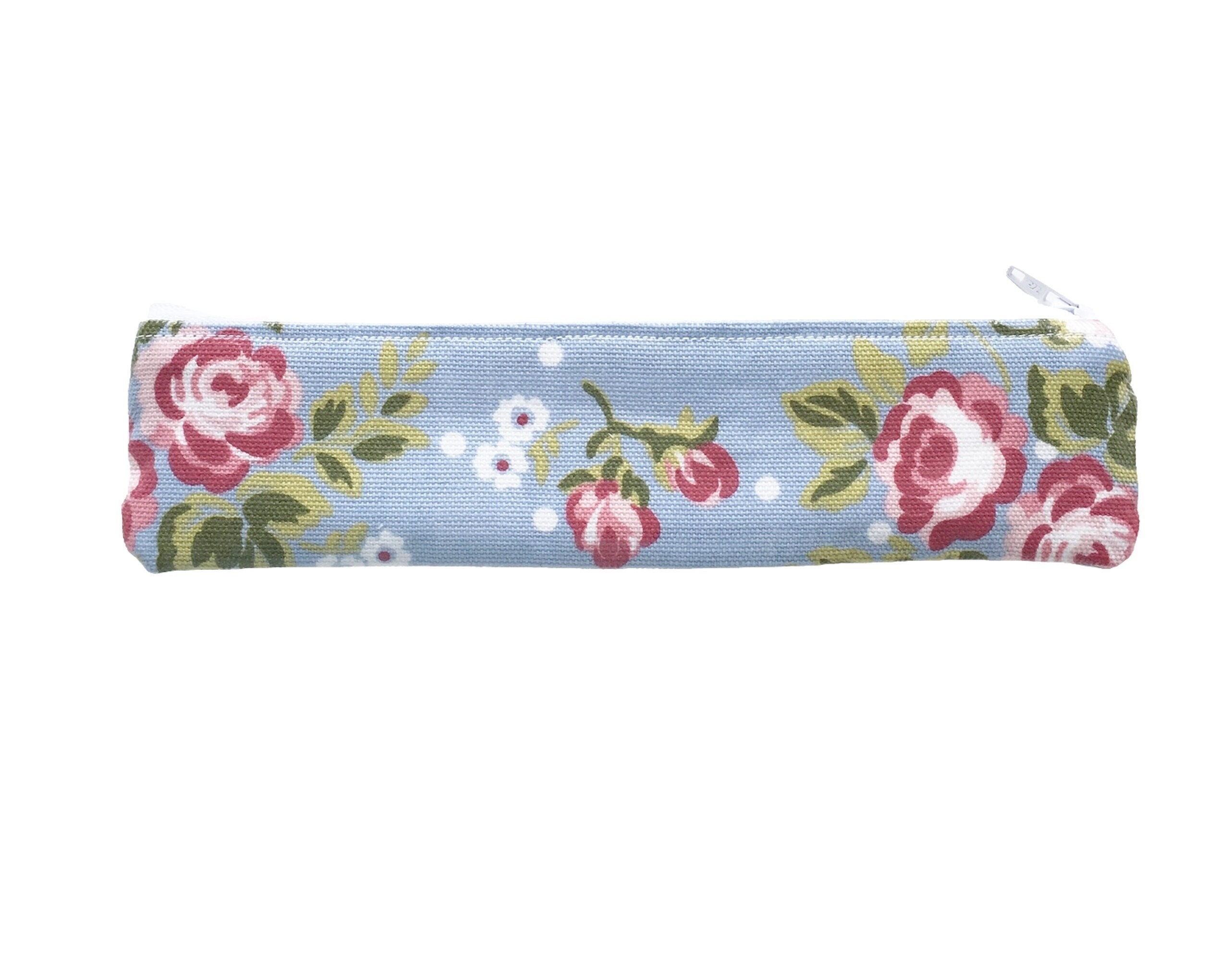 Slim Pencil Case in Blue Ikat Digital Pen Case Quilted 