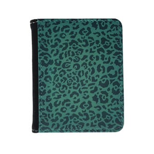 Grün, Leopardenmuster, Kartenhalter aus Kunstleder | Tierdruck-Austern-Kartenhalter | Stilvolle Kartentasche | Geschenk für Sie