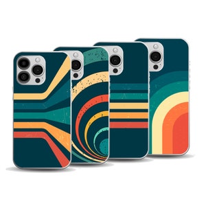 Etui na telefony w paski retro z lat 70. | Etui na iPhone'a i Samsunga z tęczowymi paskami w stylu vintage