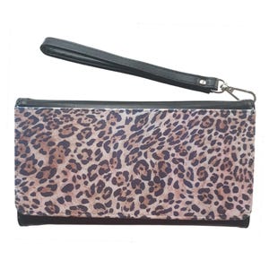 Cartera grande con estampado de leopardo para mujer / Cartera con estampado animal para mujer con monedero / Puede utilizarse también como bolso de hombro pequeño