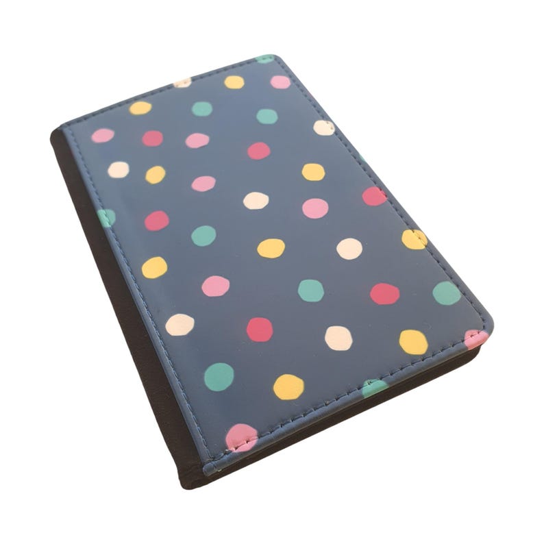 Polka Dot Passport Holder Colourful, Spotted Travel Wallet Trendy, Fun