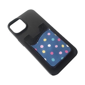 Porta carte a pois per telefono / Portafoglio adesivo blu navy per cellulare / Custodia adesiva per carte / Regalo colorato per lei