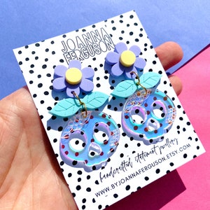 NEW 'Daisy & Sugar Skull" Halloween Acrylic Drops - Statement Earrings | Spooky Earrings | Gothic Earrings | Choose from FIVE colours!