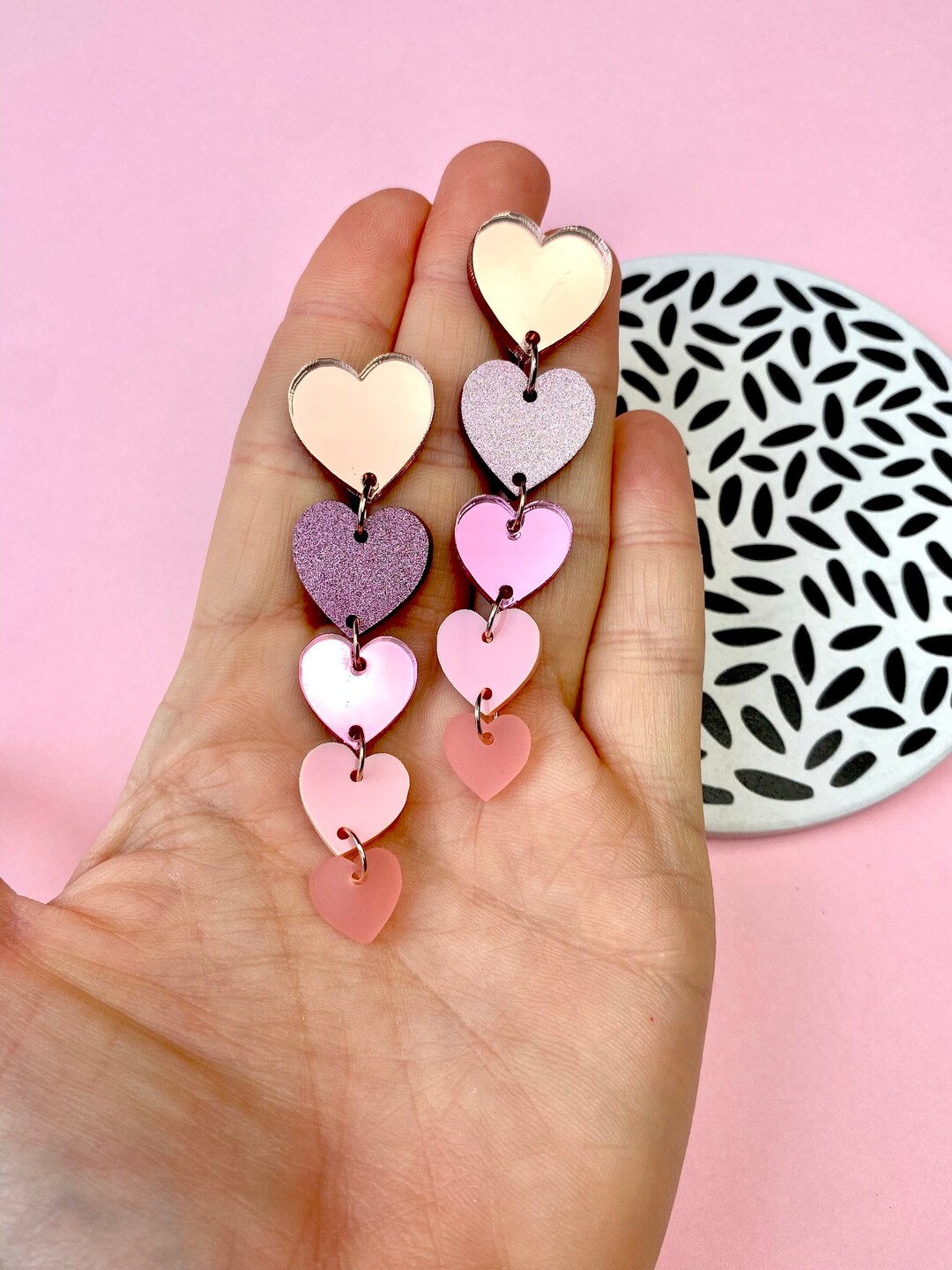 SUPERSIZED Valentines love Heart Laser Cut Pink & Glitter Acrylic