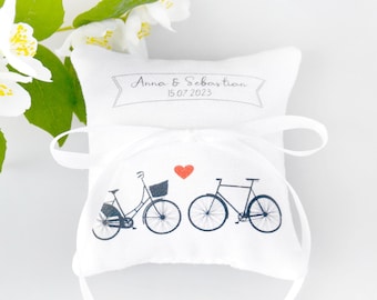 Little ring pillow, Personalized wedding ring pillow, modern ring holder ,  wedding, wedding pillow ,small pillow , Bike, tandem