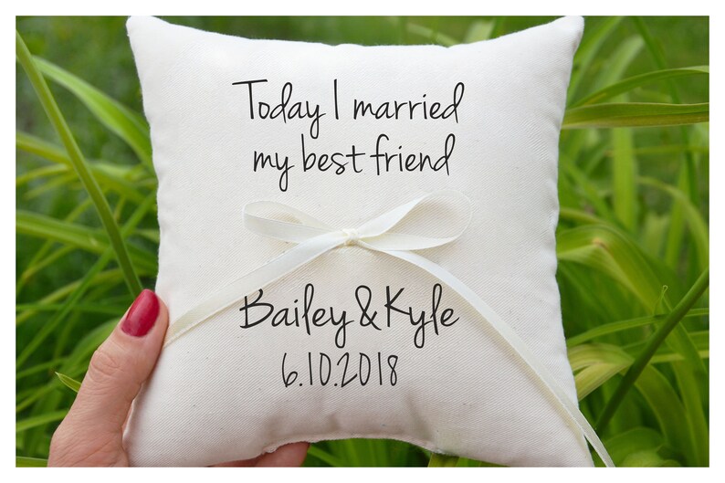 Wedding ring pillow wedding pillow ring bearer pillow ring holder today i married my best friend R77 Personalized Ring bearer pillow