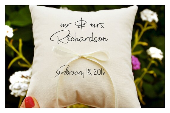Mr Mrs Personalized Ring Bearer Pillow Wedding Ring Pillow Etsy