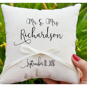 Mr & Mrs pillow, Personalized Ring bearer pillow, Wedding ring pillow , wedding pillow ,ring holder , ring bearer pillow,custom pillow (R49)