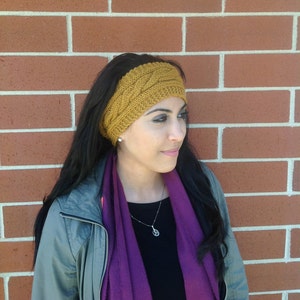 Wool Knit Headband // Ear Warmer // Ear Muff // Cable Knit Head Band image 2