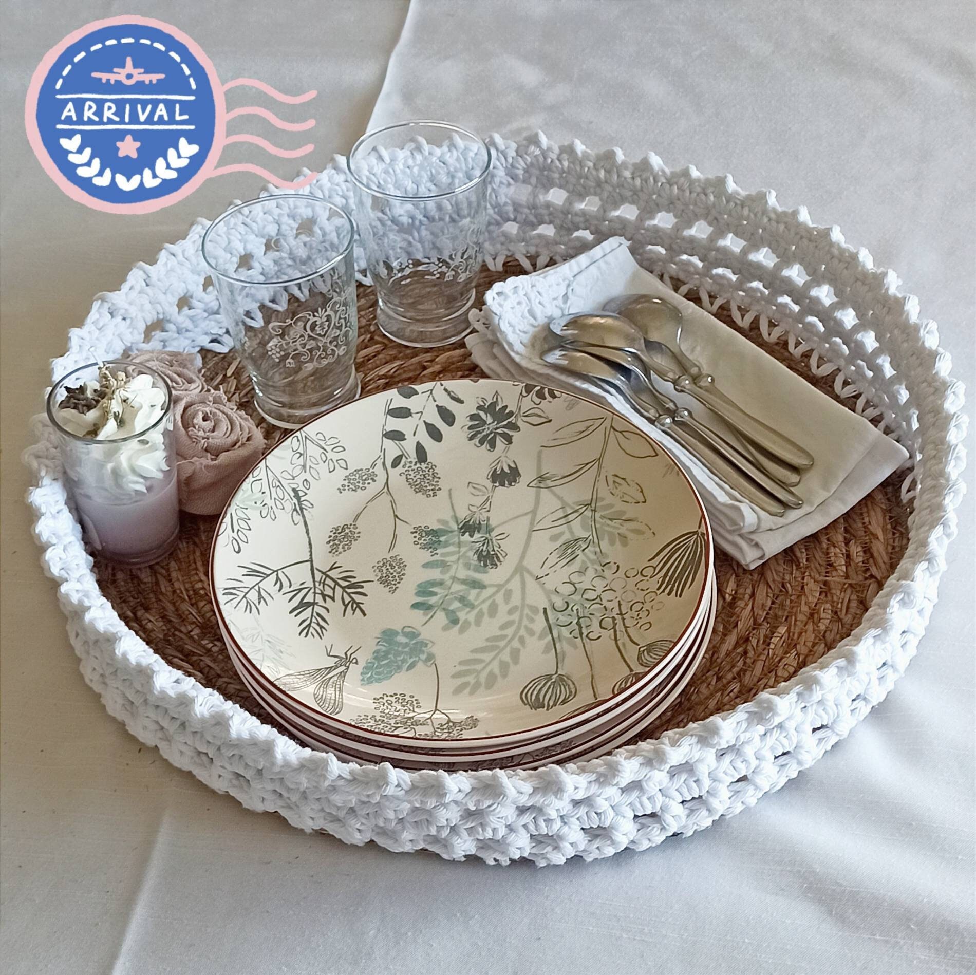 Corbeille Centre de Table Écoresponsable Rangement Zéro Déchet Blanc Minimaliste