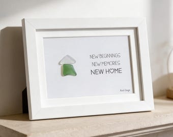 Handcrafted Sea Glass Art - New Home Gift, 8x6 Framed
