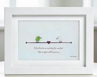 Sea Glass Art - It’s the Friends We Meet Along the Way | Friendship Quote Decor | Thoughtful Gift